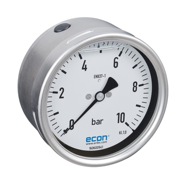 ECON® Bourdon tube pressure gauge fig. 1415A rear connection brass
