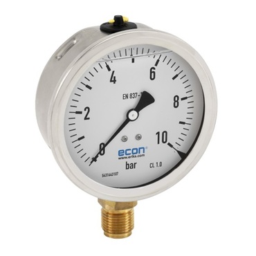 ECON® Bourdon tube pressure gauge fig. 3660 bottom connection brass