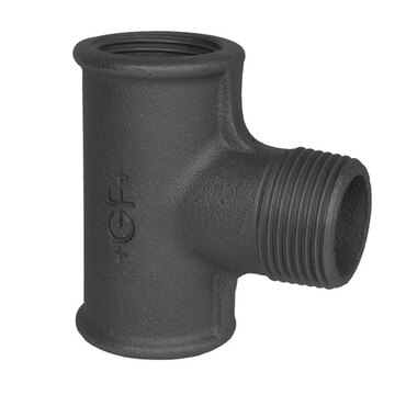 Gf Piece Te Fig 133 Fonte Noir Avec Filetage Femelle 2x Et Male 1x T