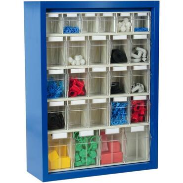 Magazine wall cabinet with 25 transparent containers, size 4/5/6