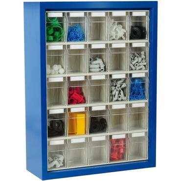 Magazine wall cabinet with 25 transparent containers, size 5
