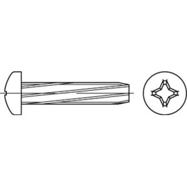 DIN7516 Zelfdraadsnijdende metaalschroef bolcilinderkop met kruisgleuf Phillips Staal elektrolytisch verzinkt