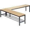 Free-standing bench seat with wooden slats